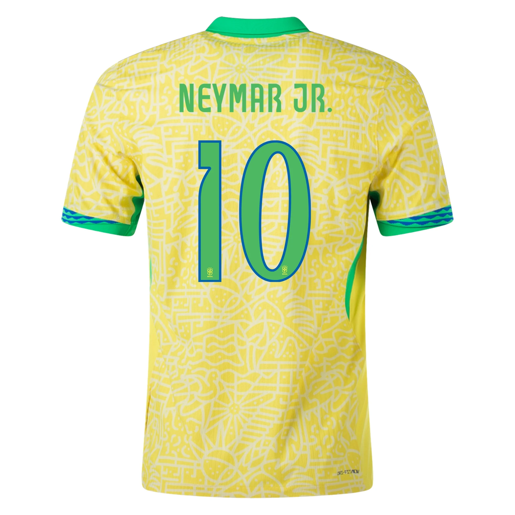 Nike Mens Brazil Neymar Jr. Home Jersey 24/25 (Dynamic Yellow/Lemon Chiffon/Green Spark)