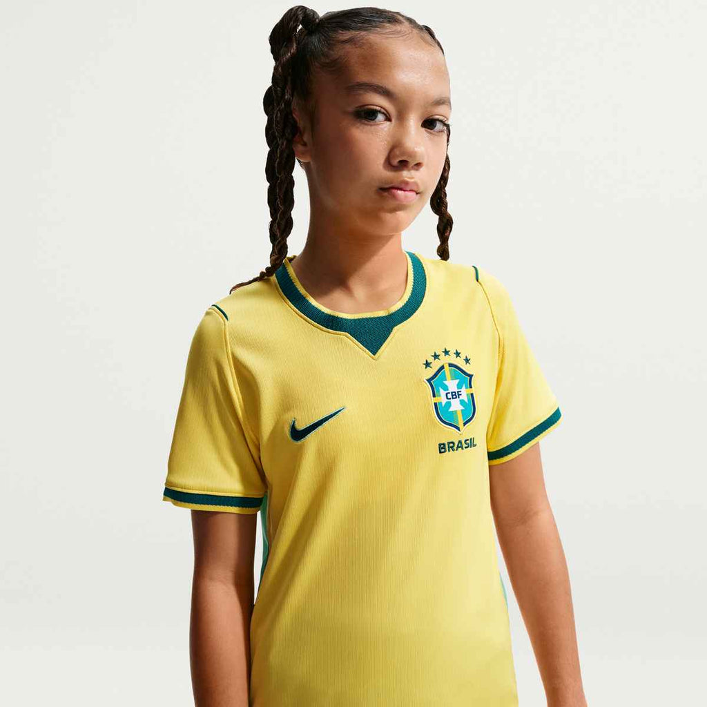 Nike Youth Brazil Pele Home Stadium Jersey 2026 (Yellow Canary/Teal)