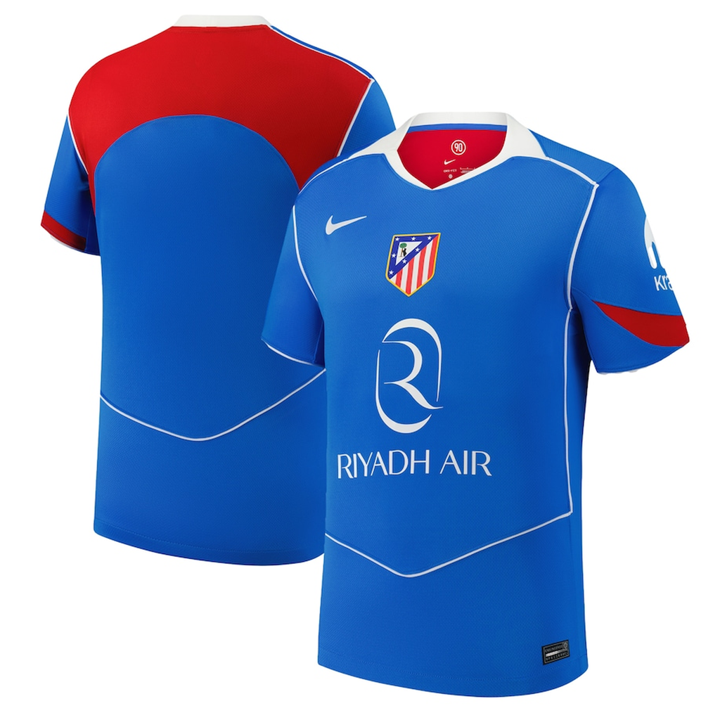 Nike Men's Atletico Madrid Nahuel Molina T90 Third Jersey La Liga Patch 25/26 (Photo Blue/Sport Red)
