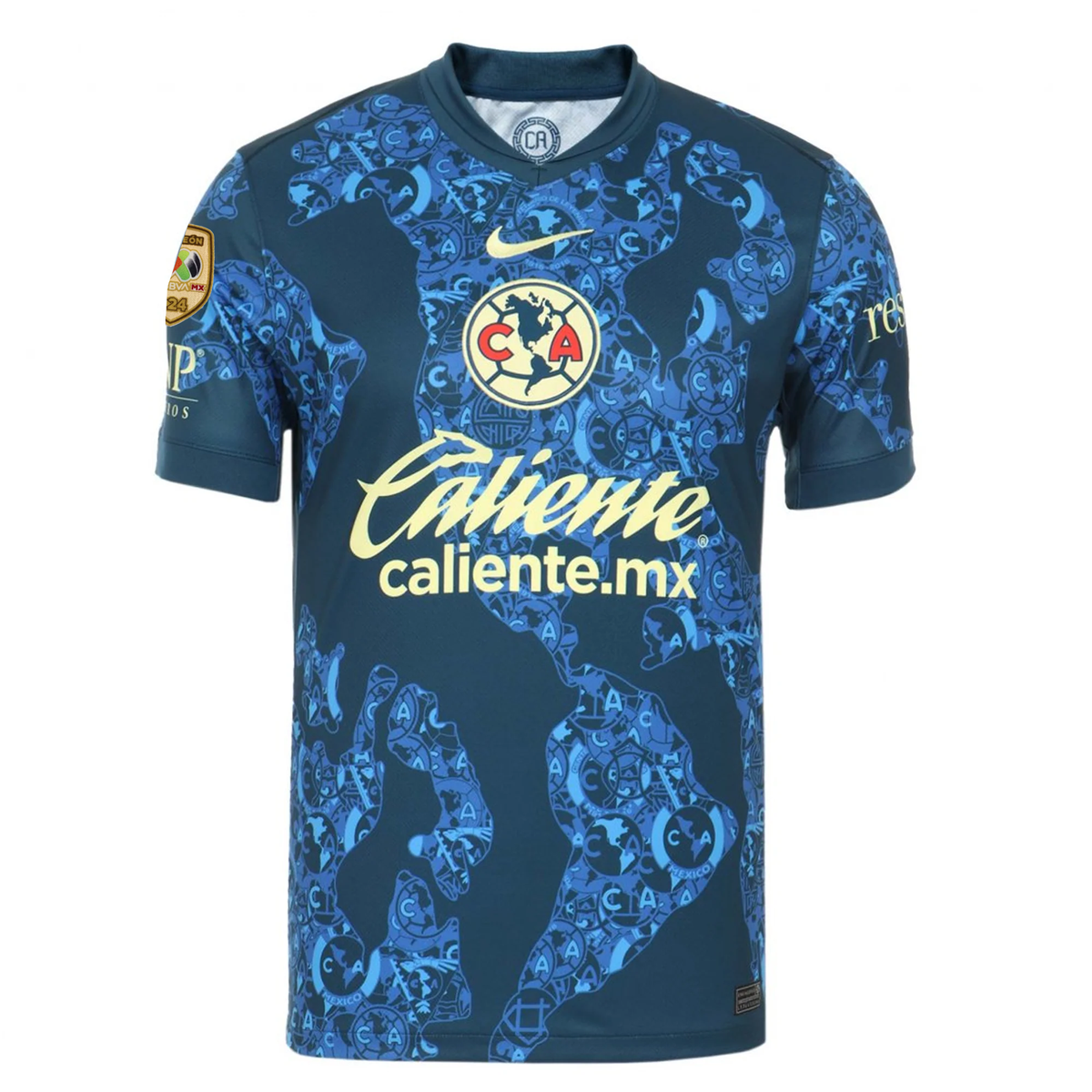 Nike Club America Away Jersey w/ Liga MX C24 Patch 24/25 (Valerian Blue/Lemon Chiffon)