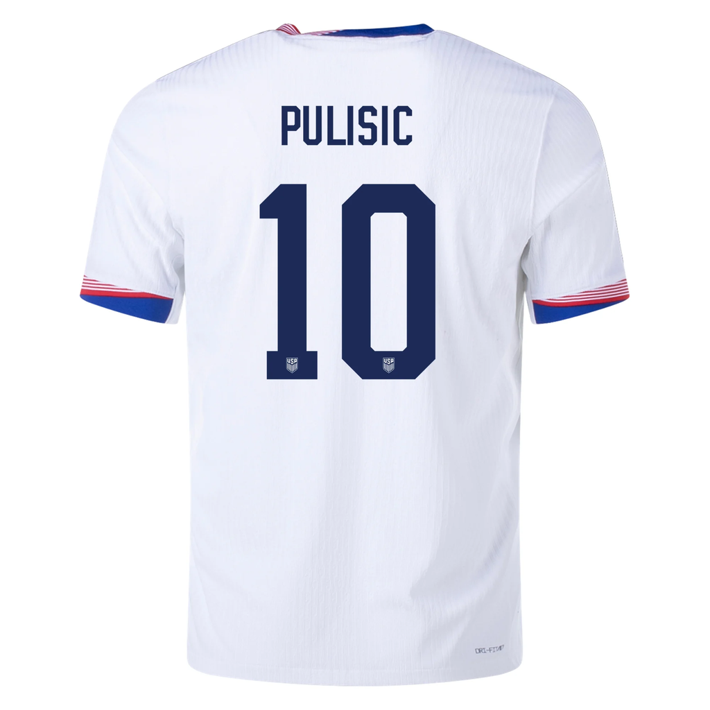 Nike Mens United States Authentic Christian Pulisic Match Home Jersey 24/25 (White/Obsidian)