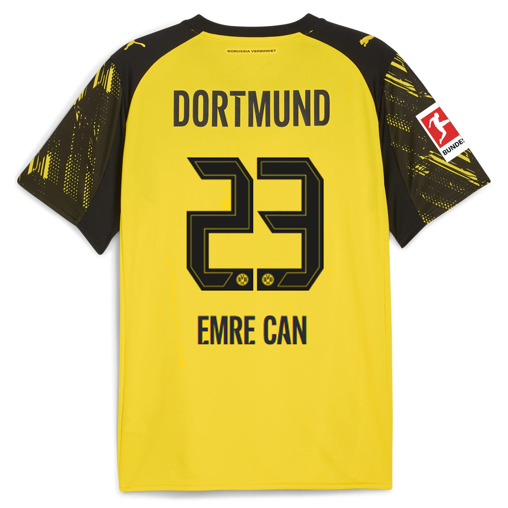 Puma BVB Dortmund Emre Can Home Jersey w/ Bundesliga Patch 25/26 (Faster Yellow/Black)