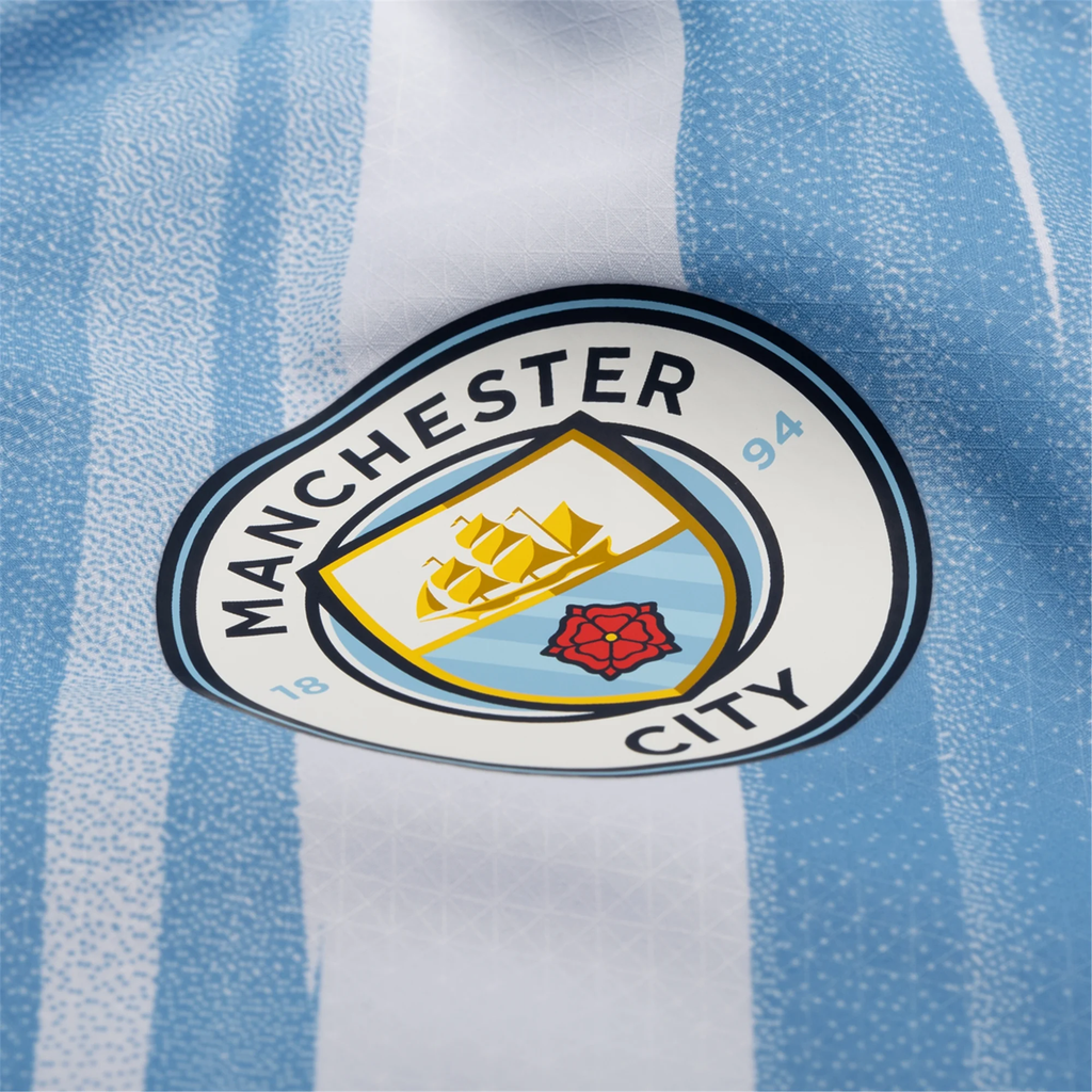 Puma Manchester City Authentic Stones Home Jersey w/ EPL + No Room For Racism Patches 25/26 (Team Light Blue/White)