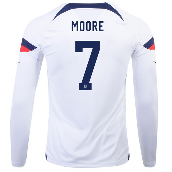 Nike United States Shaq Moore Home Long Sleeve Jersey 22/23 (White/Loyal Blue)