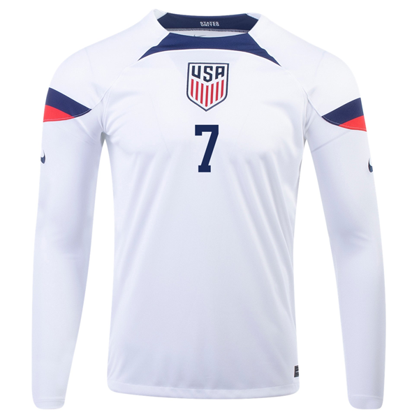 Nike United States Shaq Moore Home Long Sleeve Jersey 22/23 (White/Loyal Blue)