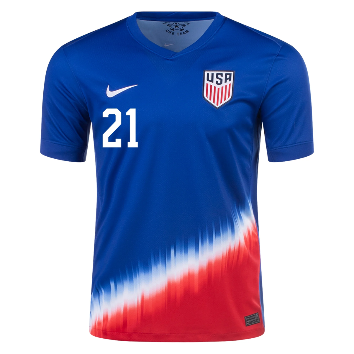 Nike Mens United States Timothy Weah Away Jersey 24/25 (Old Royal/Sport Red)