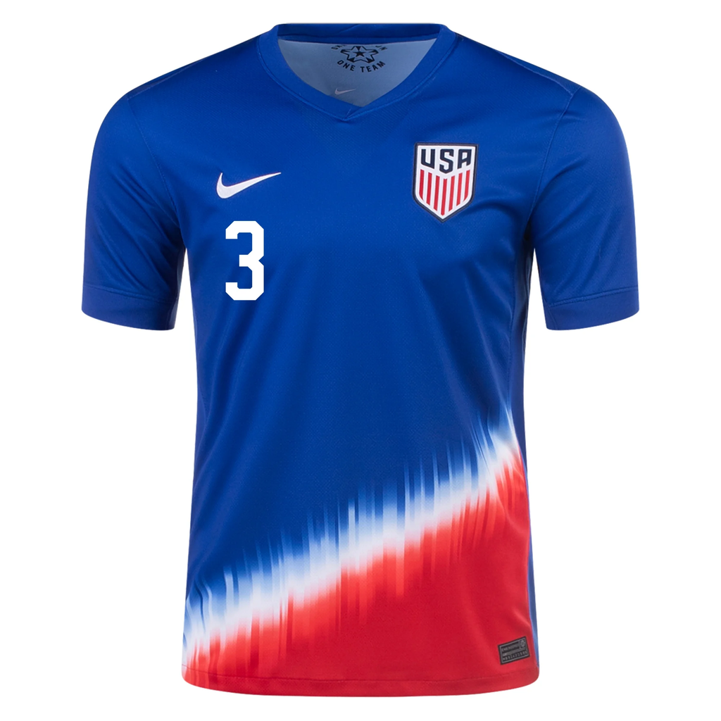 Nike Mens United States Walker Zimmerman Away Jersey 24/25 (Old Royal/Sport Red)