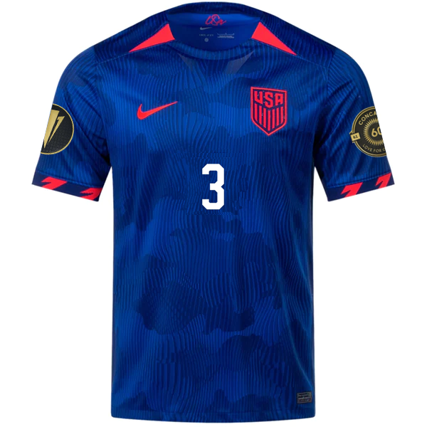 Nike Mens United States Zimmerman Away Jersey w/ Gold Cup Patches 23/24 (Hyper Royal/Loyal Blue)